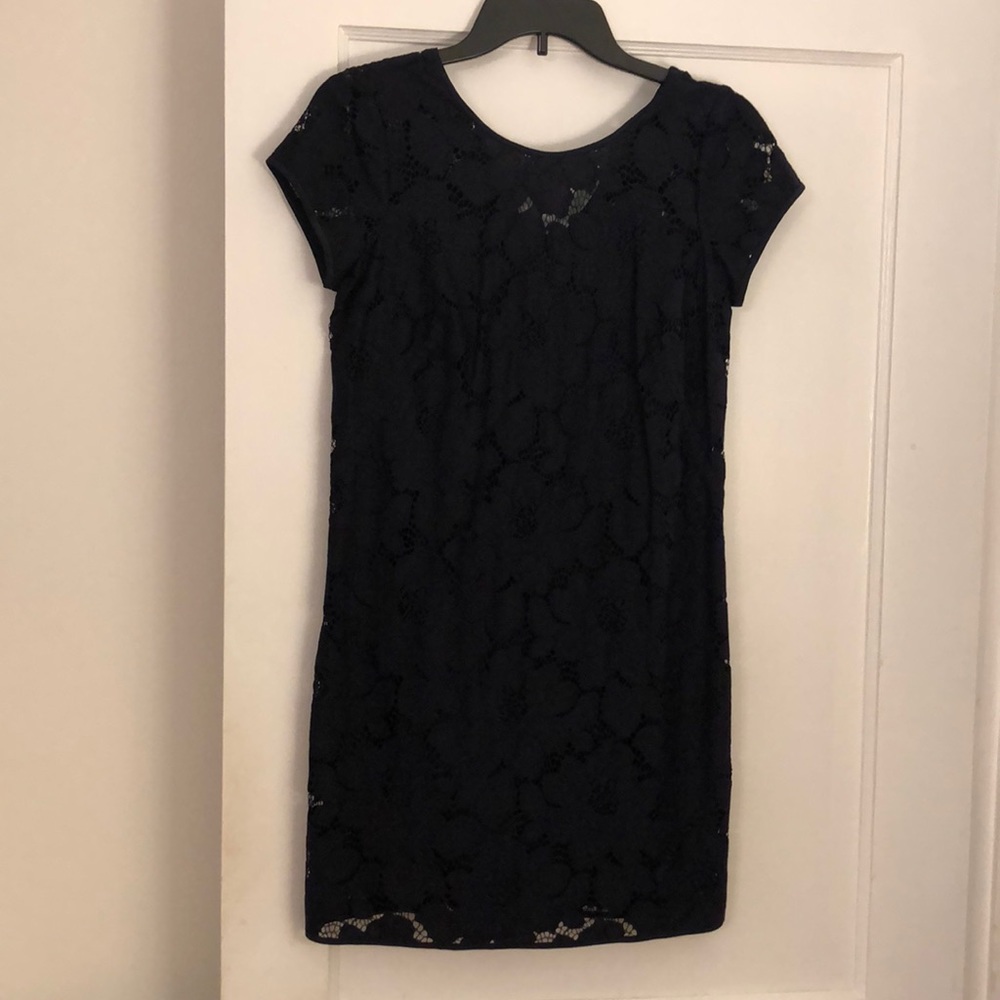 Loft Navy Blue Lace Shift Dress